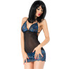 Chilirose - Cr 3843 Babydoll Bleu & Noir S/M